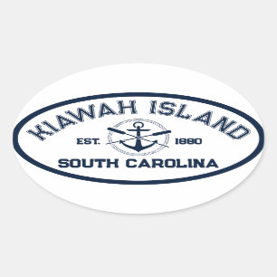 Kiawah Island South Carolina Navy Oars Anchor Oval Sticker