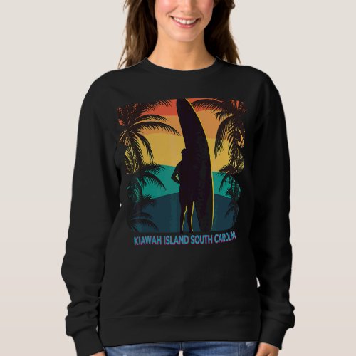 Kiawah Island South Carolina Sc Palm Tree Surfboar Sweatshirt