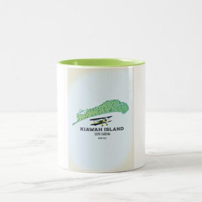 Kiawah Island South Carolina USA map Two-Tone Coffee Mug (Center)