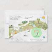 Kiawah Island Wedding Itinerary Map Invitation (Front)