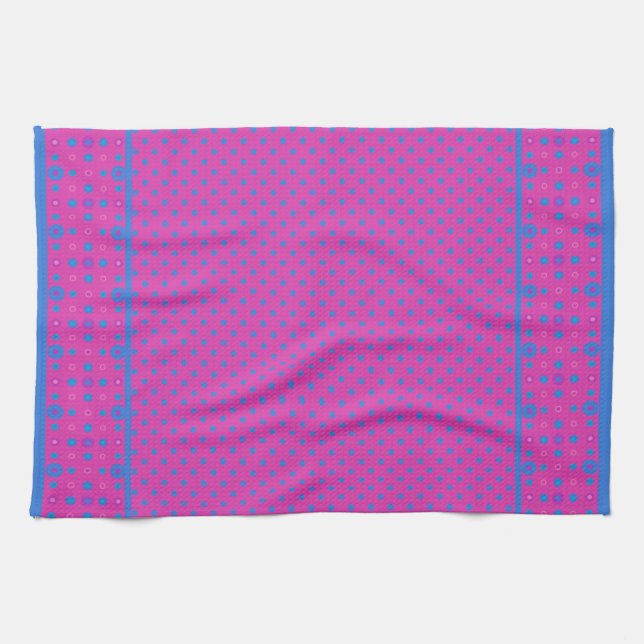 Kichen Towel, Magenta: Bright Blue Dots Towel (Horizontal)