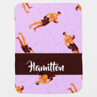 Kick boxer fighter on purple baby blanket