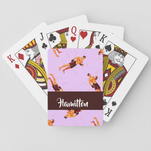 Kick boxer fighter on purple playing cards