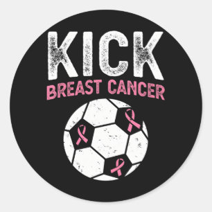 Kick Breast Cancer Awareness Soccer Pink Ribbon Classic Round Sticker