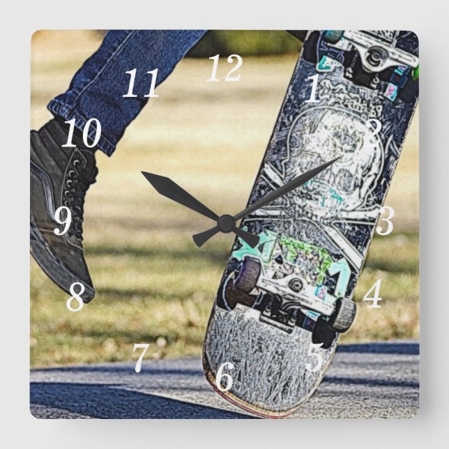 Kick Flip It Painterly Wall Clock (Front)