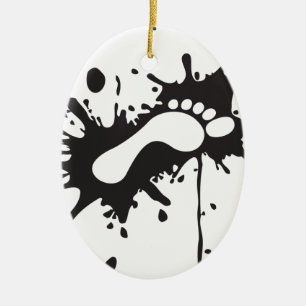 kick - foot print in messy blot ceramic ornament
