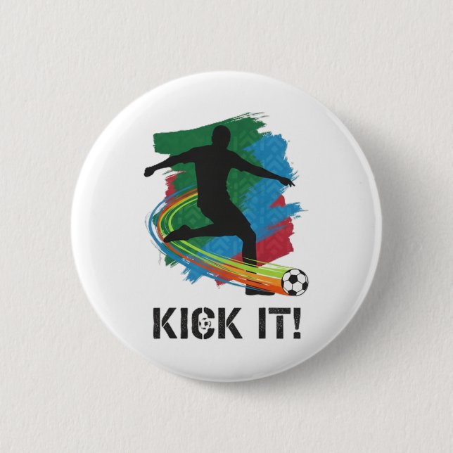 Kick It Soccer Player Silhouette Graphic Tee For F Button (Front)