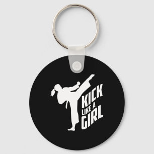 Kick Like A Girl-karate Kickboxing Girl  Keychain