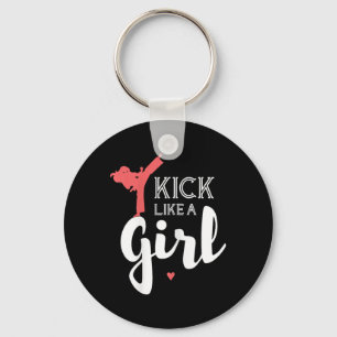 Kick Like A Karate Girl Fight Sport Gift Keychain