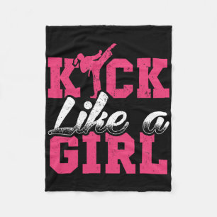 Kick Like Girl Karate Taekwondo Martial Arts Gift Fleece Blanket