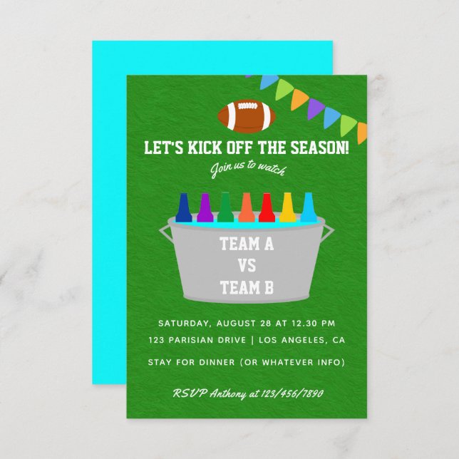Kick off the season Football Match Party Invite (Front/Back)