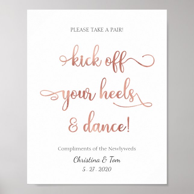 "Kick off your heels and dance" rose Wedding Sign (Front)