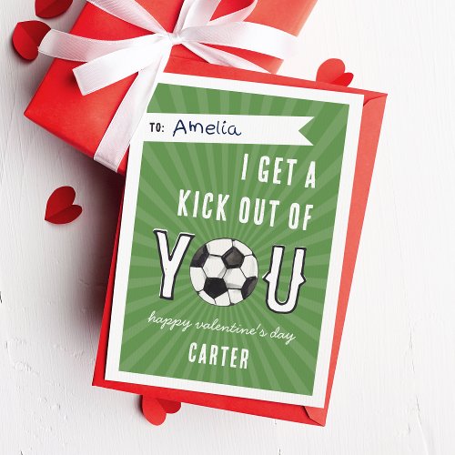 Kick Out of You Soccer Classroom Valentine Card