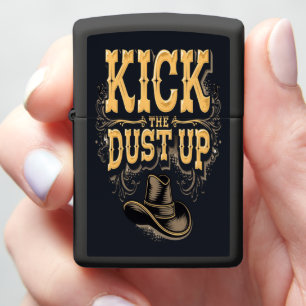 Kick the Dust Up Text and Cowboy Hat Zippo Lighter