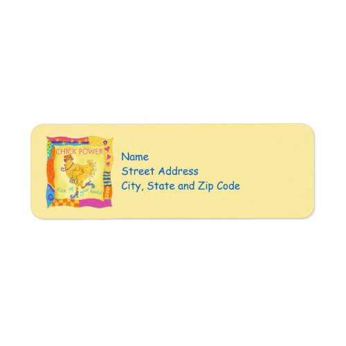 Kick Up Heels Chick Power Yellow Address Label