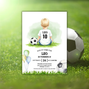 Kick up some fun Soccer Ball Boys Birthday Party I Invitation
