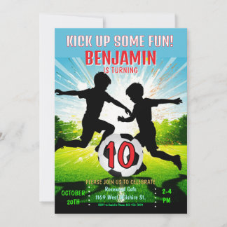 Kick Up Some Fun Soccer Ball Boys Birthday Party Invitation