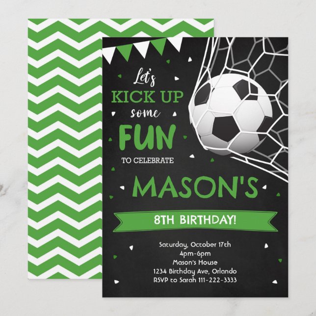 Kick Up Some Fun Soccer Birthday Invitation (Front/Back)