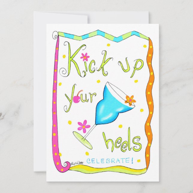 Kick up Your Heels Blue Drink Party Invitation (Front)