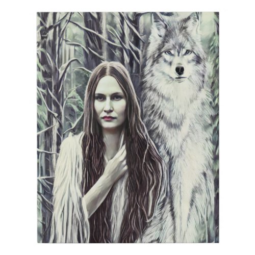 Kickapoo Indian Brujah White Wolf original art   Faux Canvas Print