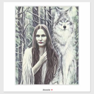 Kickapoo Indian Brujah White Wolf original art   Sticker