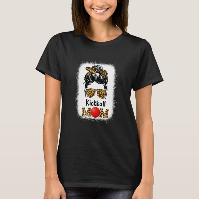 Kickball Mom  Leopard Cheetah Print Women Girl  Te T-Shirt (Front)