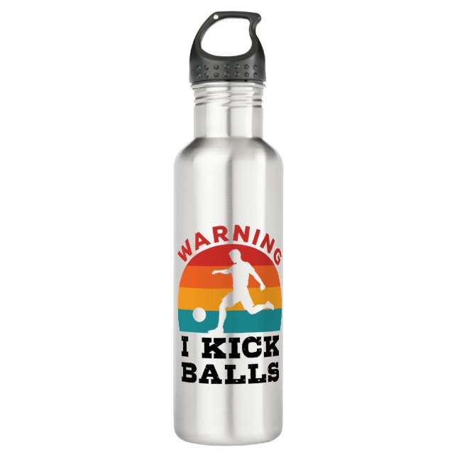 Kickball Warning I Kick Balls Stainless Steel Water Bottle (Front)