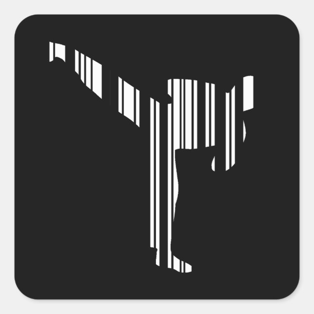KICKBOXER BAR CODE Kickboxing Barcode Pattern Square Sticker (Front)