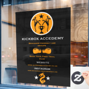 Kickboxer Muay Thai Business Promotion Window Cling