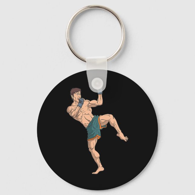 Kickboxer Prepares To Strike  Keychain (Front)