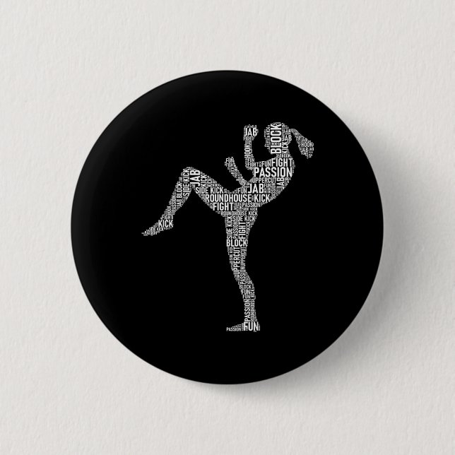 Kickboxer Typography - Kickboxing Mixed Martial Ar Button (Front)