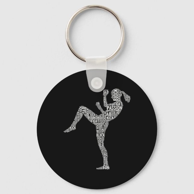 Kickboxer Typography - Kickboxing Mixed Martial Ar Keychain (Front)