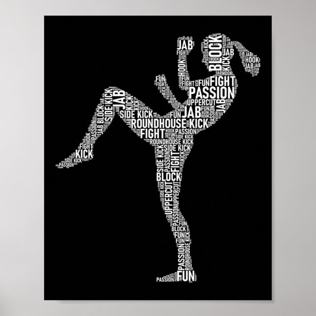 Kickboxer Typography - Kickboxing Mixed Martial Ar Poster (Front)