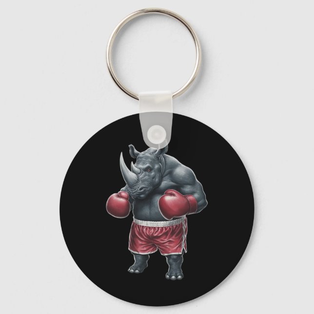 Kickboxing Boxing Boxer Rhino Workout Muay Thai Rh Keychain (Front)