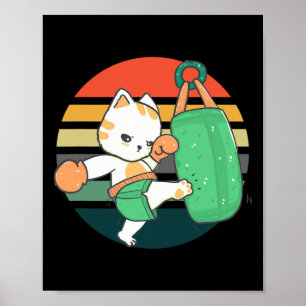 Kickboxing Cat Men Women Kids  Poster