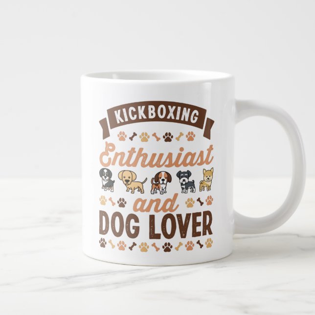 Kickboxing Enthusiast and Dog Lover Gift Giant Coffee Mug (Right)