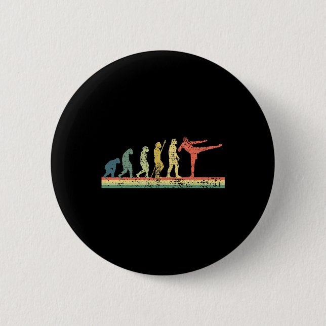 Kickboxing Evolution Funny Gift Tee Kick  Button (Front)