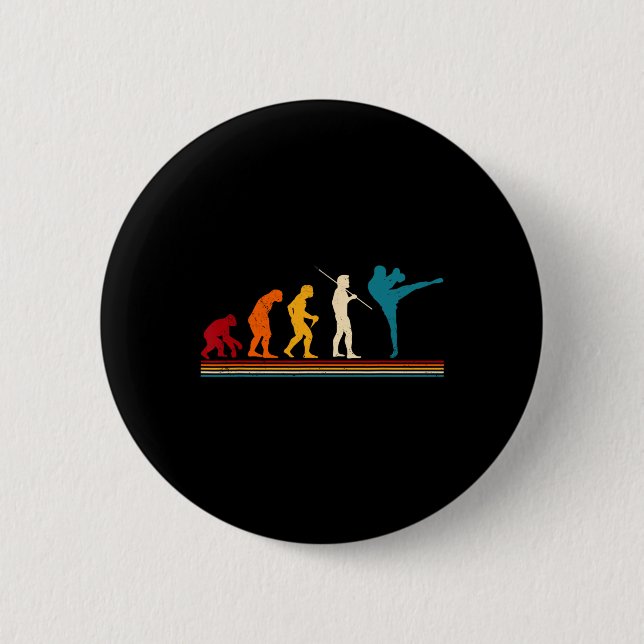 Kickboxing Evolution Kickboxer Karate Boxing Mma  Button (Front)