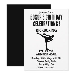 Kickboxing Fighter Boxer Birthday Kickboxing  Invitation