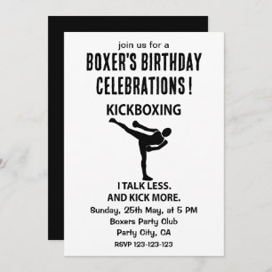 Kickboxing Fighter Boxer Birthday Kickboxing Invitation