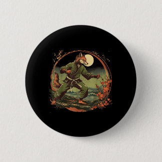 Kickboxing Fox Taekwondo Karate Mma Funny Martial Button