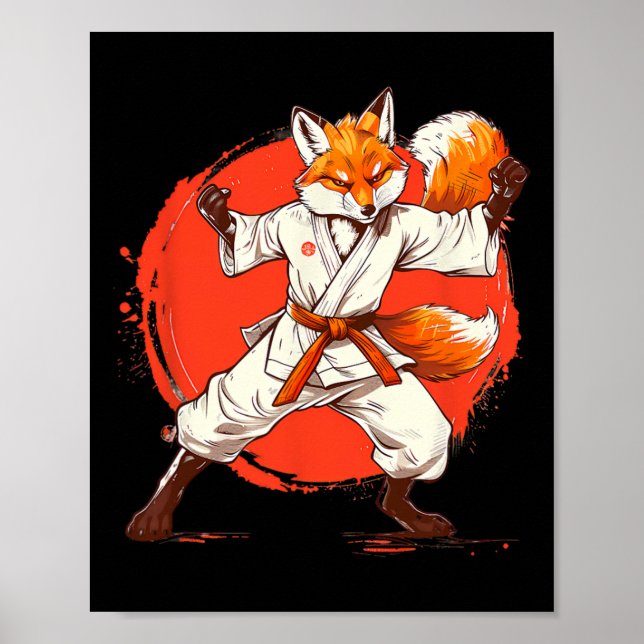 Kickboxing Fox Taekwondo Karate Mma Funny Martial  Poster (Front)