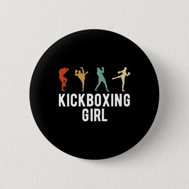 Kickboxing Girl Kickboxer  Button (Front)