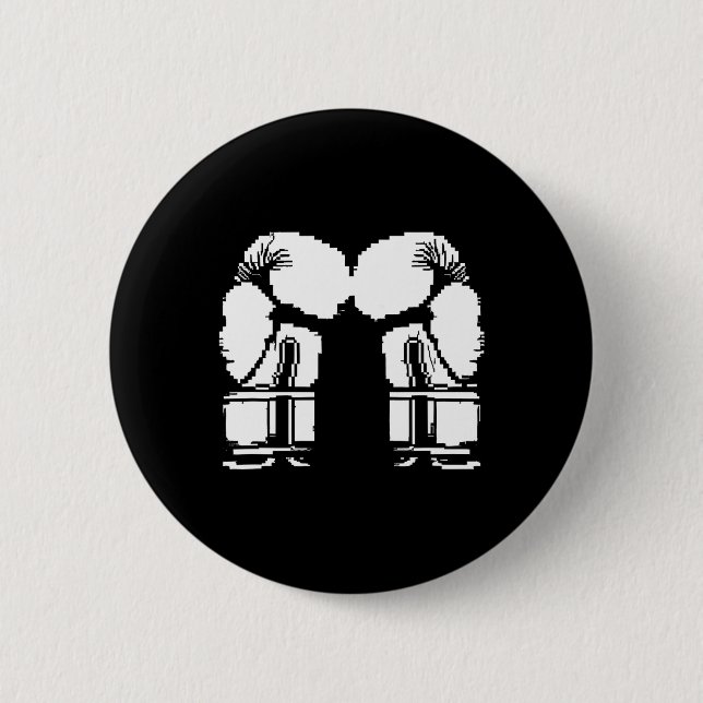 Kickboxing Gloves Pixel Art Sanda  Button (Front)