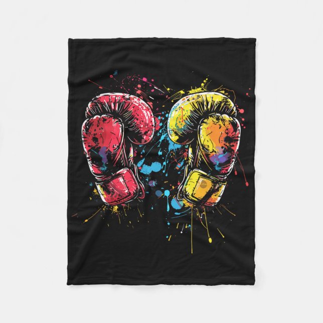 Kickboxing Gloves Splotch Martial Artist  Fleece Blanket (Front)