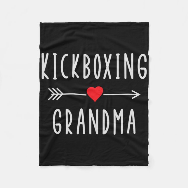 Kickboxing Grandma Proud Kickboxing Grandmother Mo Fleece Blanket (Front)