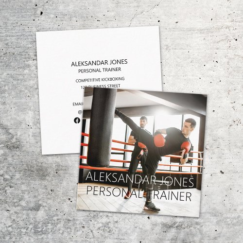Kickboxing Gym Sports Fitness Personal Trainer Square Business Card