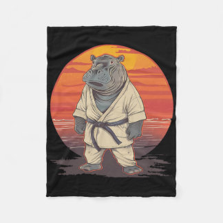 Kickboxing Hippo Martial Arts Karate Jiu-jitsu Mma Fleece Blanket