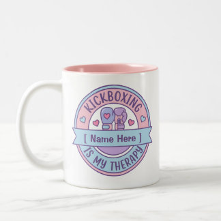 Kickboxing Is My Therapy Personalized Name  Two-Tone Coffee Mug