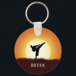 Kickboxing - Karate Keychain<br><div class="desc">Customized Kickboxing - Karate Keychain with sun on the background.</div>